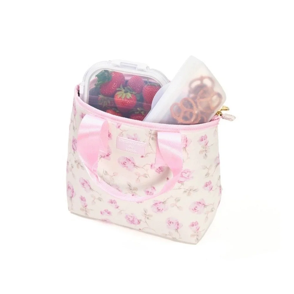 LoveShackFancy Target Yoobi Lunch Bag Floral Pink Ribbon Rosa Bow Insulated NEW